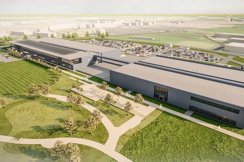 Render de la fábrica de Aston Martin en Silverstone