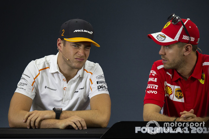 Stoffel Vandoorne, McLaren and Sebastian Vettel, Ferrari in Press Conference
