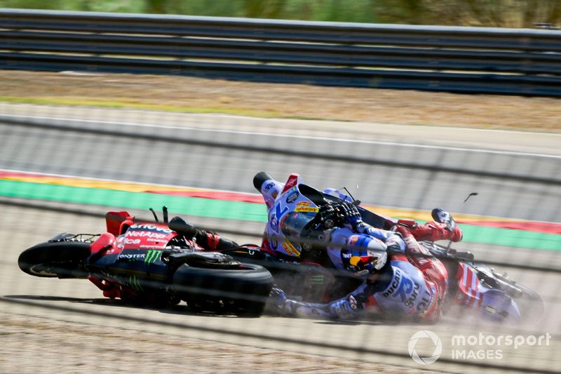 Francesco Bagnaia, Ducati Team, Alex Marquez, Gresini Racing crash.