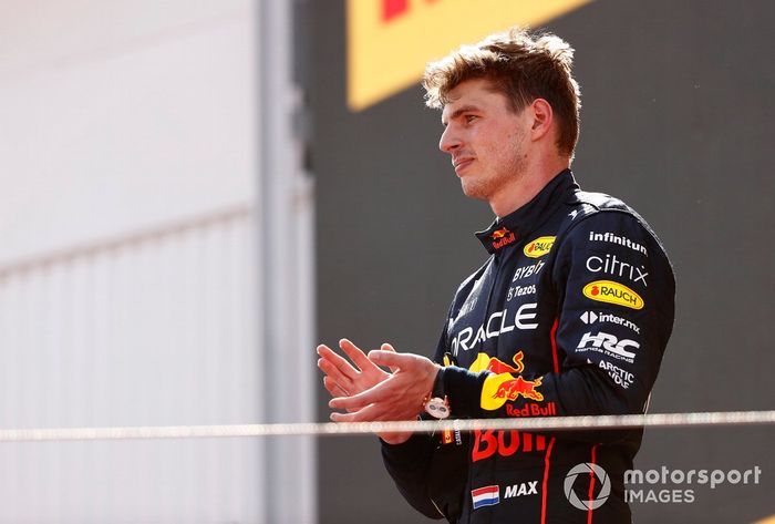 Podio: ganador Max Verstappen, Red Bull Racing