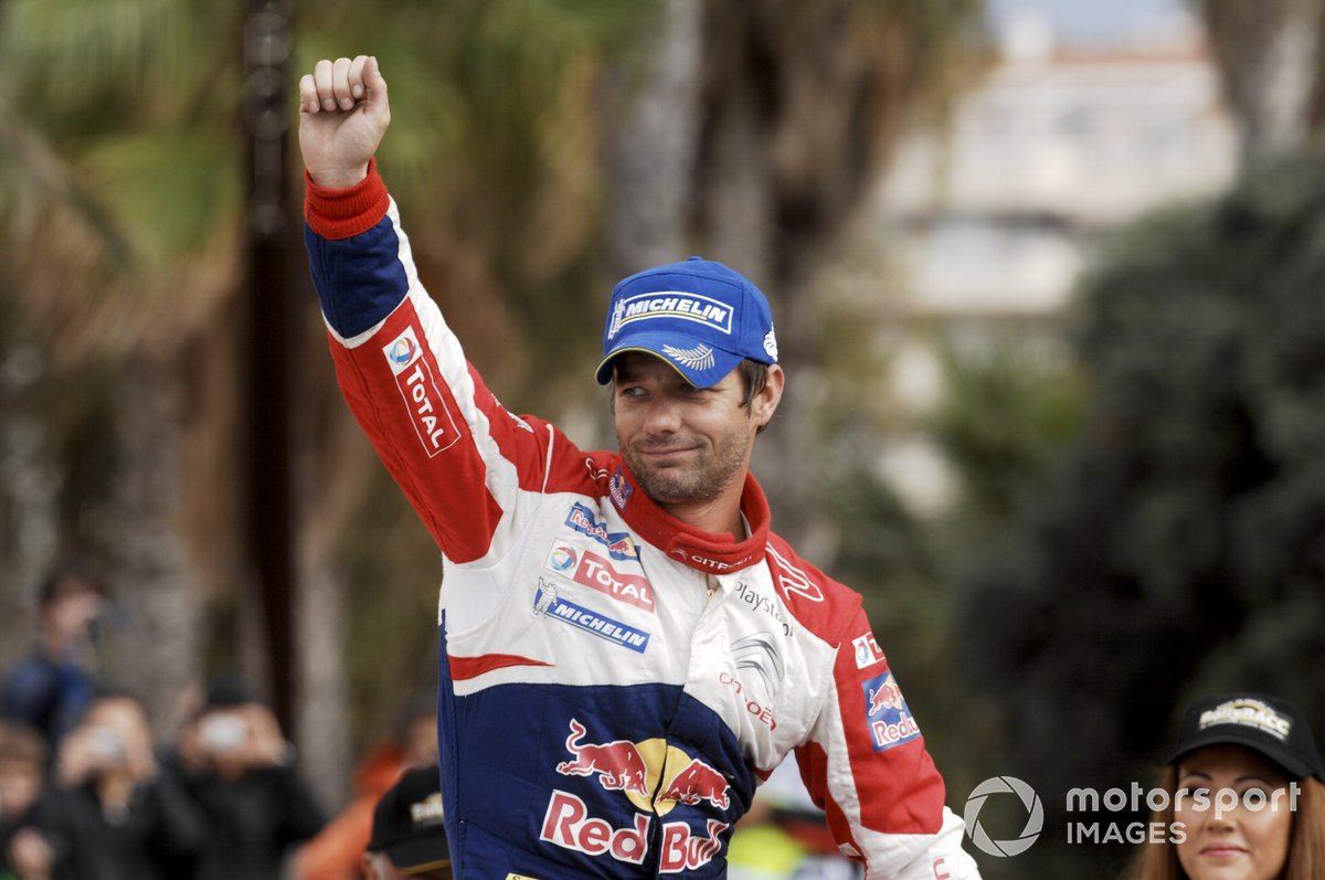 Sebastien Loeb, Citroen, celebrates on the podium