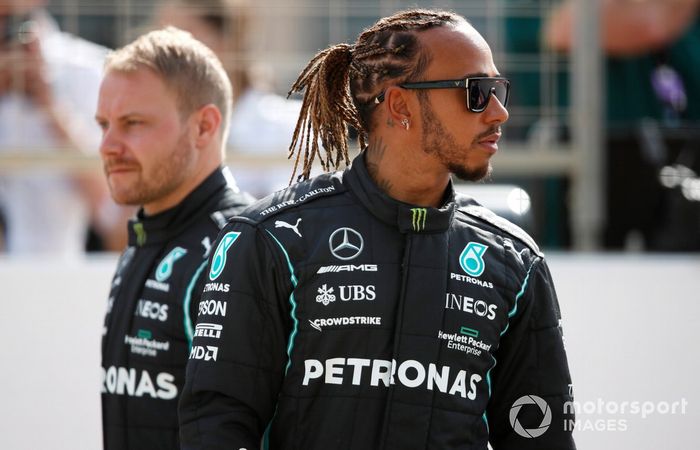 Valtteri Bottas, Mercedes W12 y Lewis Hamilton, Mercedes W12 