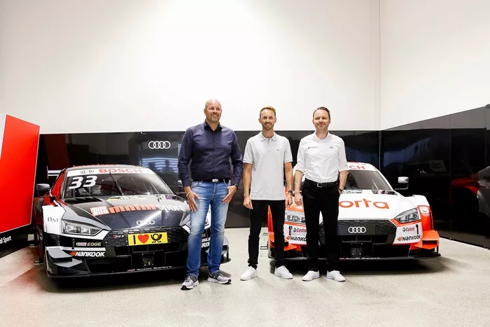 Dennis Rostek, René Rast, Rolf Michl, Chief Operating Officer Audi Sport racing