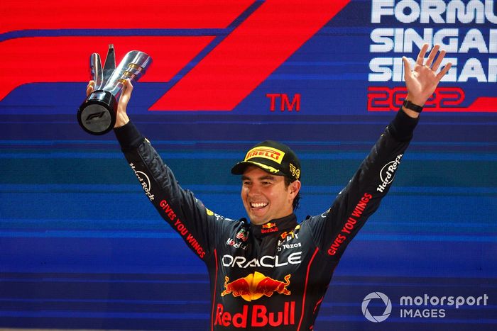 Podio: ganador Sergio Pérez, Red Bull Racing