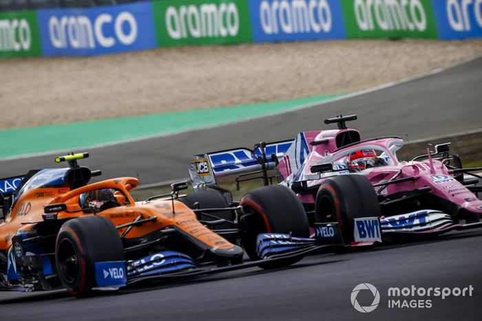 Lando Norris, McLaren MCL35, Sergio Pérez, Racing Point RP20