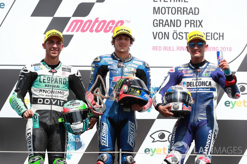 Podio: Enea Bastianini, Leopard Racing, Marco Bezzecchi, Prustel GP, Jorge Martin, Del Conca Gresini Racing Moto3