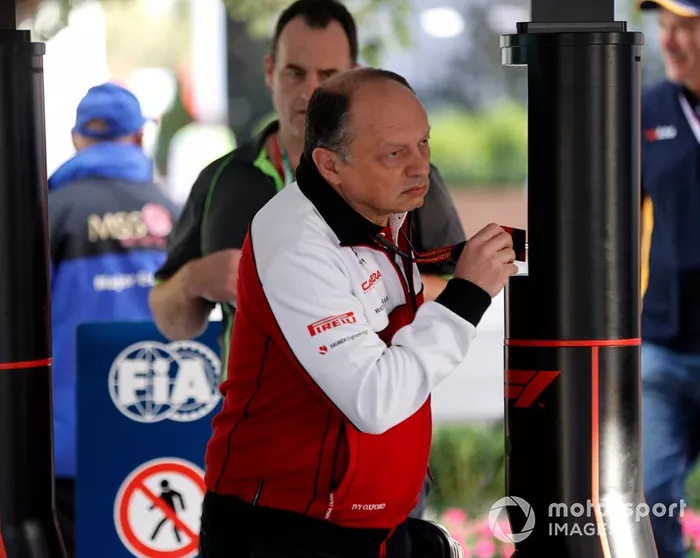 Frederic Vasseur, Team Principal, Alfa Romeo Racing arrives at the circuit