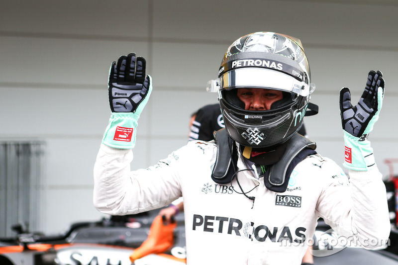 Nico Rosberg, Mercedes AMG F1 celebrates his pole position in parc ferme