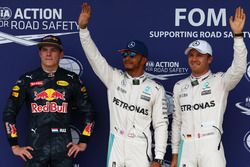 Pole for Lewis Hamilton, Mercedes AMG F1 W07 , 2nd for Nico Rosberg, Mercedes AMG Petronas F1 W07 and 3rd for Max Verstappen, Red Bull Racing RB12