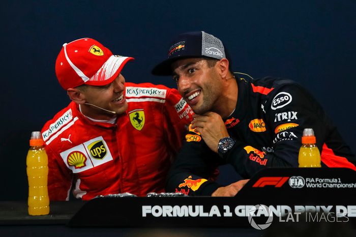 Sebastian Vettel, Ferrari and Daniel Ricciardo, Red Bull Racing in the Press Conference