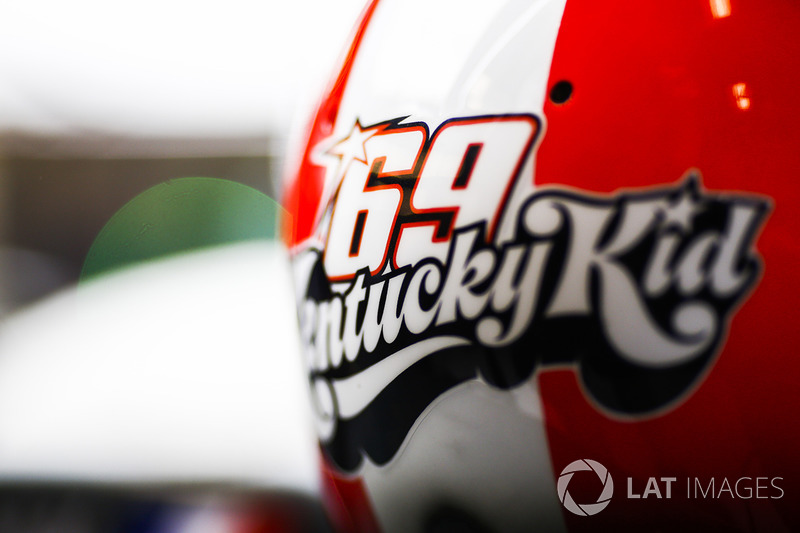 Logo en la parte trasera del casco de Romain Grosjean, Haas F1 Team