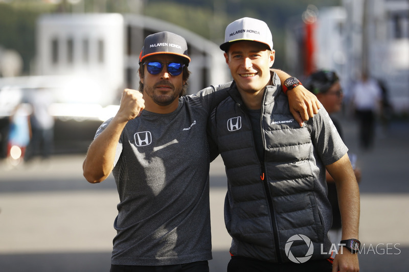 Fernando Alonso, McLaren, Stoffel Vandoorne, McLaren, display soliarity before the weekend