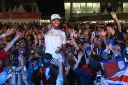 Lewis Hamilton, Mercedes AMG F1, joins a huge gathering of fans