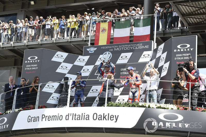 Podium: 1. Andrea Dovizioso, 2. Maverick Viñales, 3. Danilo Petrucci