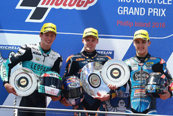Podium: race winner Brad Binder, Red Bull KTM Ajo, second place Andrea Locatelli, Leopard Racing, third place Aron Canet, Estrella Galicia 0,0