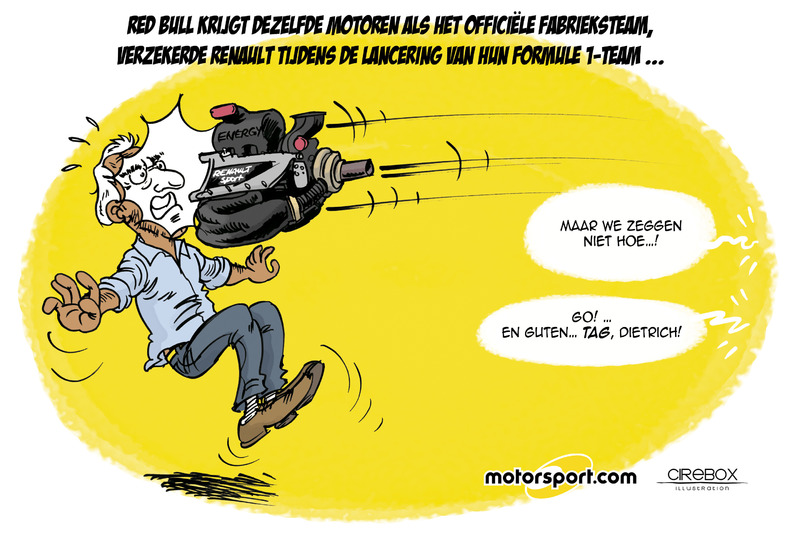 Cartoon van Cirebox - De Renault-motor voor Red Bull