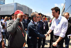 Herbert Kickl, Austrian Interior Minister with Niki Lauda, Mercedes AMG F1 Non-Executive Chairman and Toto Wolff, Mercedes AMG F1 Director of Motorsport