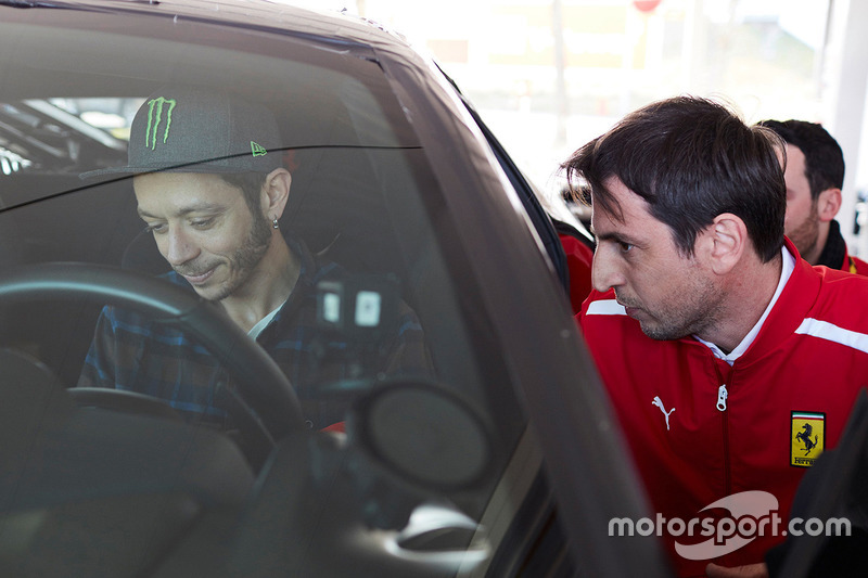 Valentino Rossi is testing the Ferrari 488 Pista