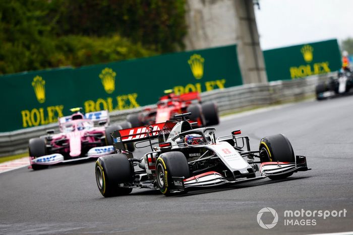 Romain Grosjean, Haas VF-20, Lance Stroll, Racing Point RP20