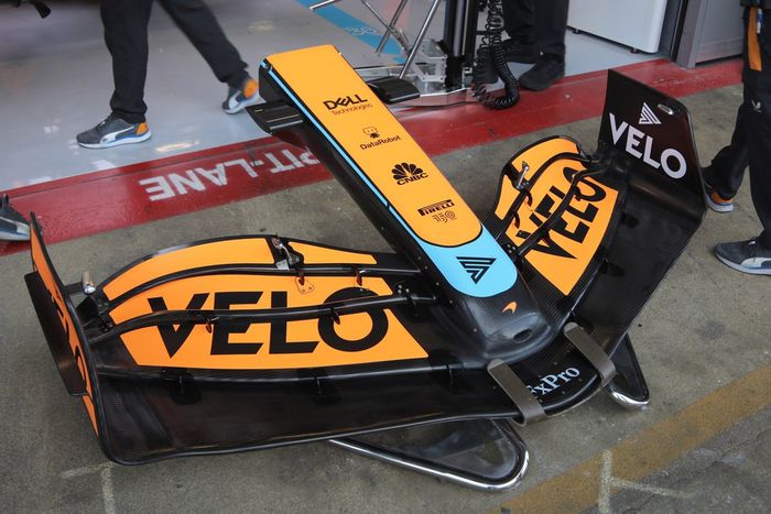 El alerón delantero del McLaren MCL36