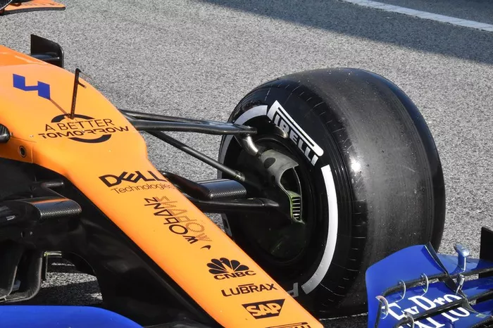 McLaren MCL34 detalle de la suspensión delantera
