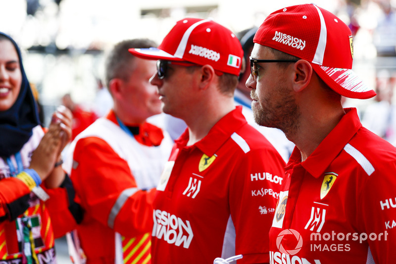 Sebastian Vettel, Ferrari and Kimi Raikkonen, Ferrari