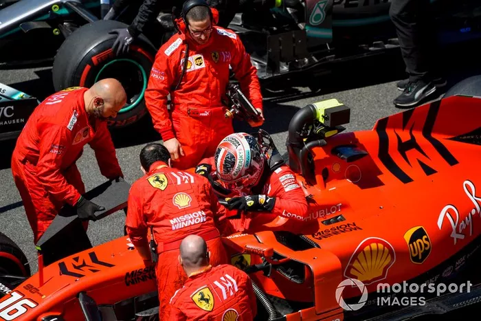 Charles Leclerc, Ferrari, arrives on the grid
