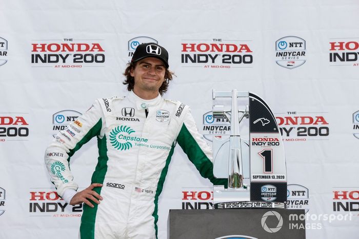 Podio: ganador Colton Herta, Andretti Harding Steinbrenner Autosport Honda