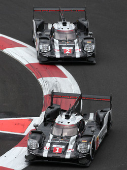 #1 Porsche Team Porsche 919 Hybrid: Timo Bernhard, Mark Webber, Brendon Hartley; #2 Porsche Team Por