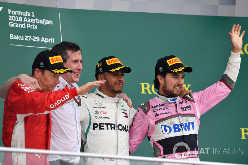 Podyum: Yarış galiba, Lewis Hamilton, Mercedes-AMG F1, 2. Kimi Raikkonen, Ferrari, 3. Sergio Perez, Force India