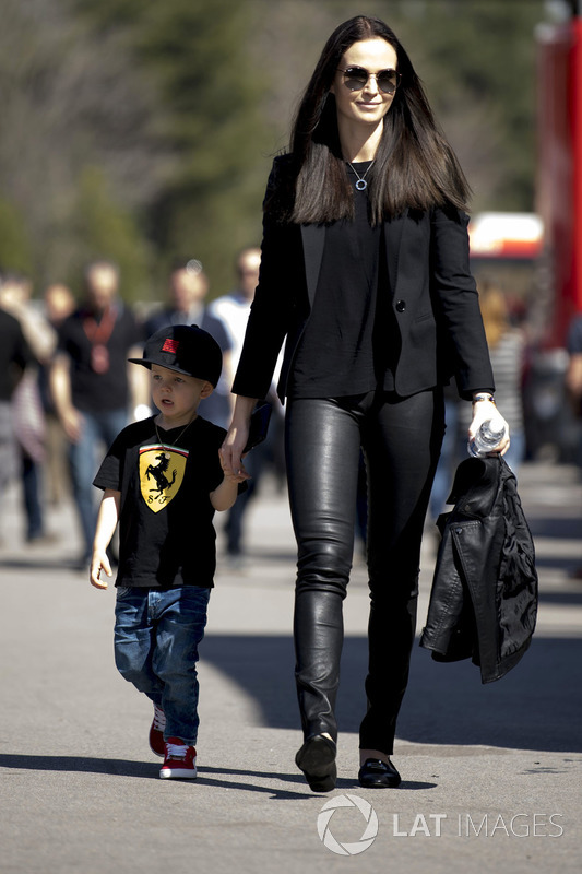 Minttu Virtanen, wife of Kimi Raikkonen, Ferrari with son Robin Raikkonen