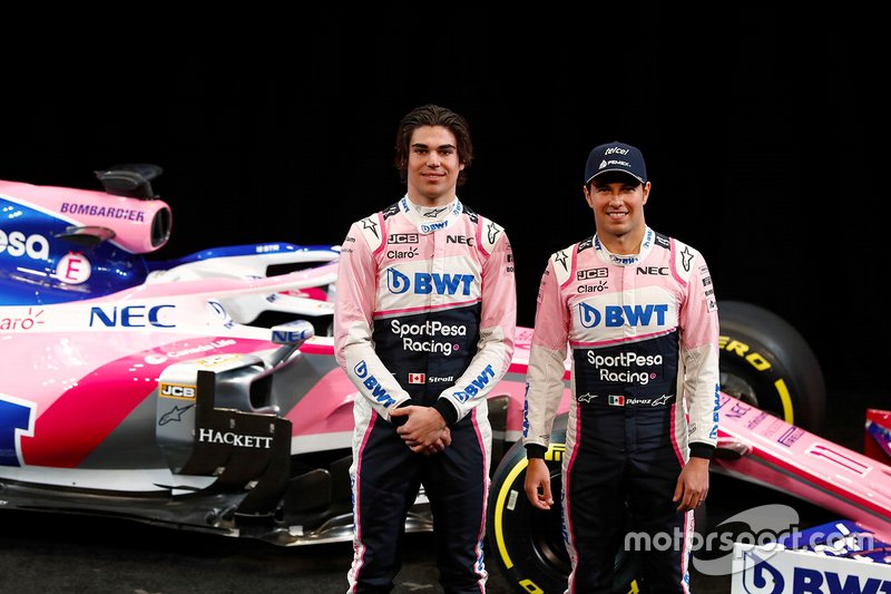 Lance Stroll, Racing Point F1 Team e Sergio Perez, Racing Point F1 Team, con la RP19 del Team Racing Point F1
