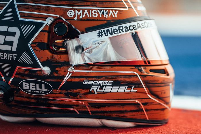 El casco de George Russell, Williams, para el GP de Estados Unidos 2021