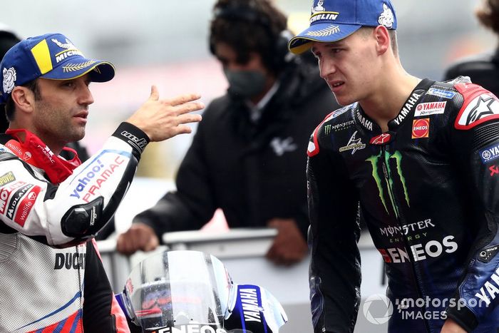 Segundo lugar Johann Zarco, Pramac Racing, tercer lugar Fabio Quartararo, Yamaha Factory Racing