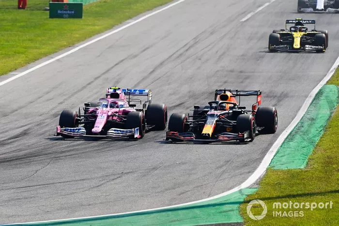 Lance Stroll, Racing Point RP20, Max Verstappen, Red Bull Racing RB16