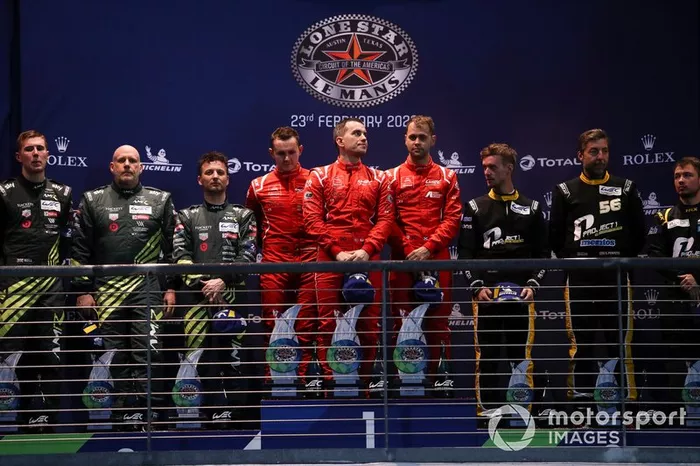 #98 Aston Martin Racing Aston Martin Vantage: Paul Dalla Lana, Darren Turner, Ross Gunn, #90 TF Sport Aston Martin Vantage: Salih Yoluc, Charles Eastwood, Jonathan Adam, #56 Team Project 1 Porsche 911 RSR: Egidio Perfetti, Laurents Horr, Matteo Cairoli 