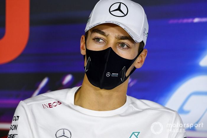 George Russell, Mercedes-AMG F1 en la conferencia de prensa