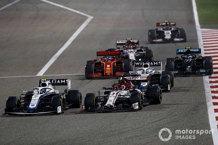 Nicholas Latifi, Williams FW43, Kimi Raikkonen, Alfa Romeo Racing C39, George Russell, Williams FW43, Sebastian Vettel, Ferrari SF1000, Valtteri Bottas, Mercedes F1 W11, Antonio Giovinazzi, Alfa Romeo Racing C39, Kevin Magnussen, Haas VF-20