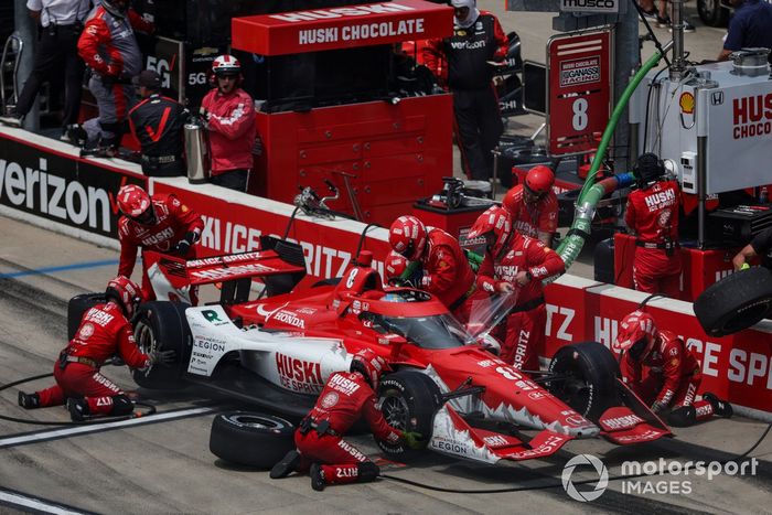 Marcus Ericsson, Chip Ganassi Racing Honda, parada en boxes