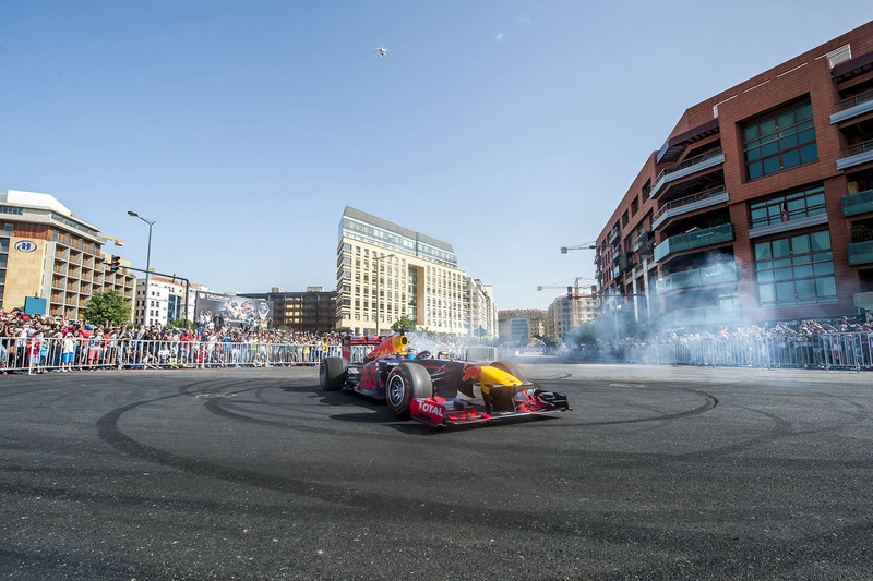 Carlos Sainz Jr. drives the Red Bull RB7 at Beirut Waterfront in Lebanon