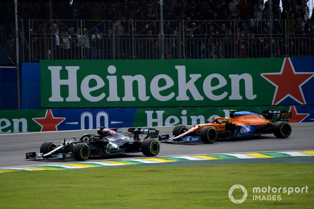 Lewis Hamilton, Mercedes W12, Lando Norris, McLaren MCL35M