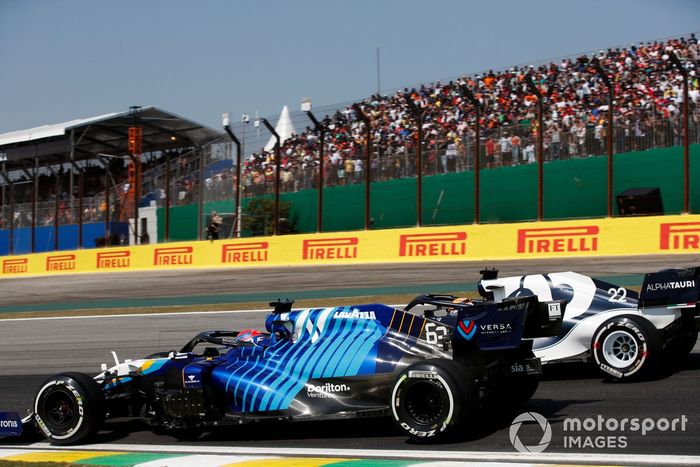 George Russell, Williams FW43B, lucha con Yuki Tsunoda, AlphaTauri AT02