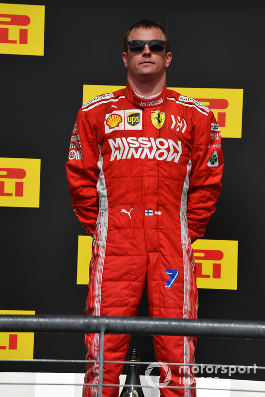 Kimi Raikkonen, Ferrari on the podium 