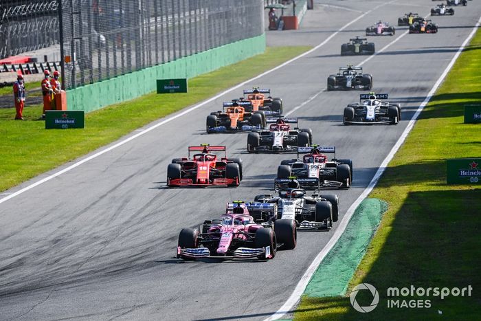 Lance Stroll, Racing Point RP20, Pierre Gasly, AlphaTauri AT01, Antonio Giovinazzi, Alfa Romeo Racing C39, Charles Leclerc, Ferrari SF1000