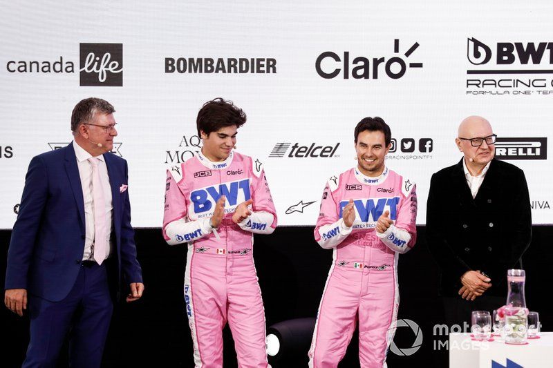Sergio Pérez, Racing Point, Lance Stroll, Racing Point, Otmar Szafnauer, Director y CEO, Racing Point y Andreas Weissenbacher, CEO, BWT