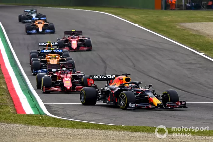 Max Verstappen, Red Bull Racing RB16B, Charles Leclerc, Ferrari SF21, Lando Norris, McLaren MCL35M, Sergio Pérez, Red Bull Racing RB16B, Carlos Sainz Jr., Ferrari SF21, Daniel Ricciardo, McLaren MCL35M, Lance Stroll, Aston Martin AMR21