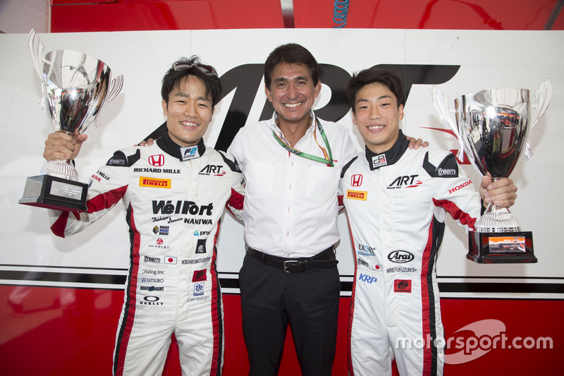 ART Grand Prix race winners, F2 Race two winner Nobuharu Matsushita, ART Grand Prix and GP3 Race one winner Nirei Fukuzumi, ART Grand Prix