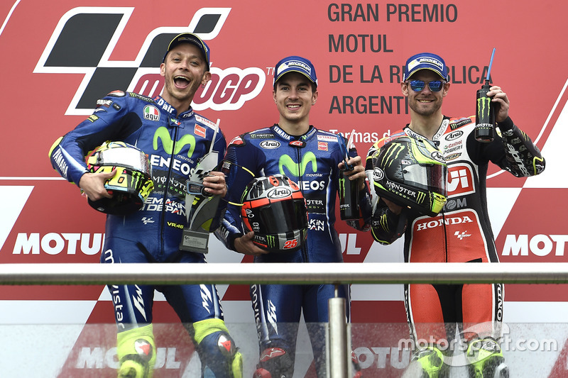 2017: 1. Maverick Viñales, 2. Valentino Rossi, 3. Cal Crutchlow