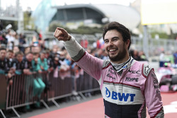 Third place Sergio Perez, Force India celebrates in parc ferme