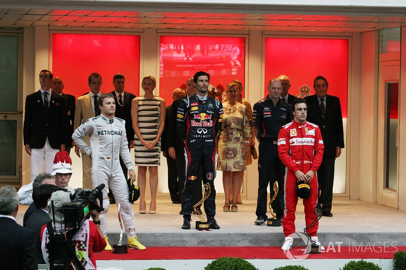2012: 1. Mark Webber, 2. Nico Rosberg, 3. Fernando Alonso